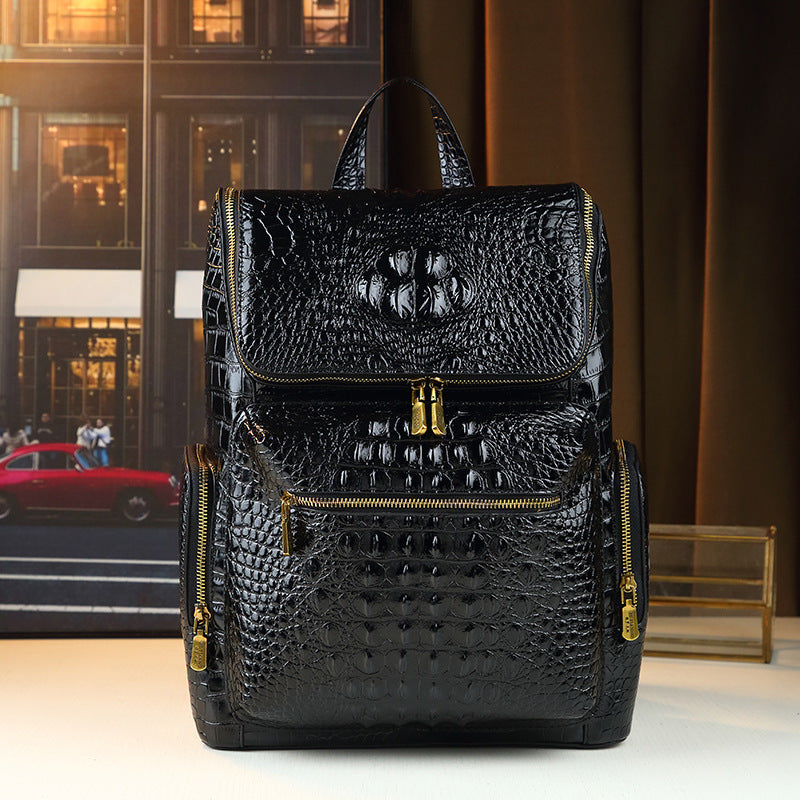 New Arrival Croc-Effect Large Capacity Backpack for Men & Women, A Fashionable Anti-Theft Travel Daypack with Casual Trendy Design, Perfect for Daily & Travel