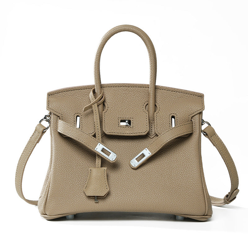 Genuine Togo Leather Birkin-Kelly Style Handbag for Women, Large Capacity Niche Top Handle Purse, Premium Work Commute Bag for Ladies