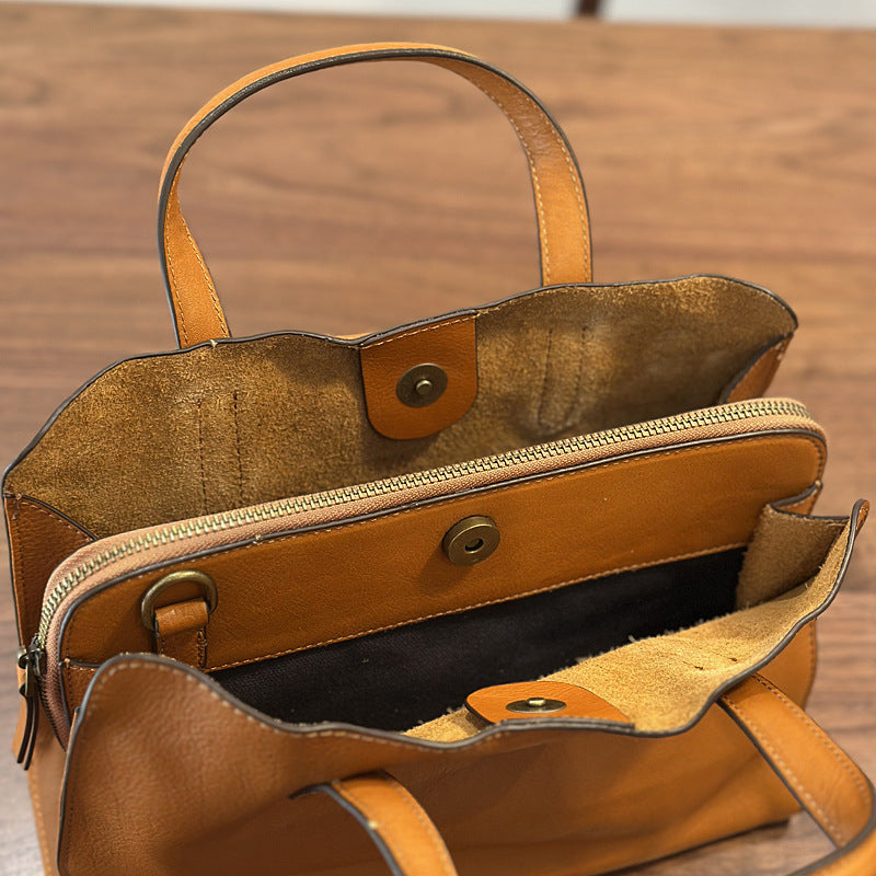 Genuine Top Layer Cowhide Tote Bag for Women, New Spring Casual Versatile Shoulder Crossbody Purse, Small Leather Handbag for Ladies