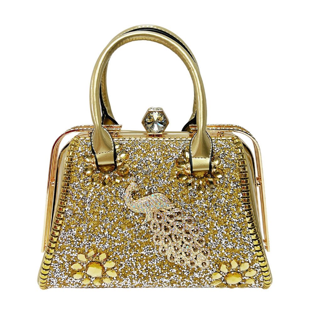 Dazzling Rhinestone-Embellished Luxury Evening Bag for Women, A Large Capacity Chain Crossbody Top-Handle Handbag with Premium Sparkly Design, Perfect for Banquets Weddings Parties & Special Occasions