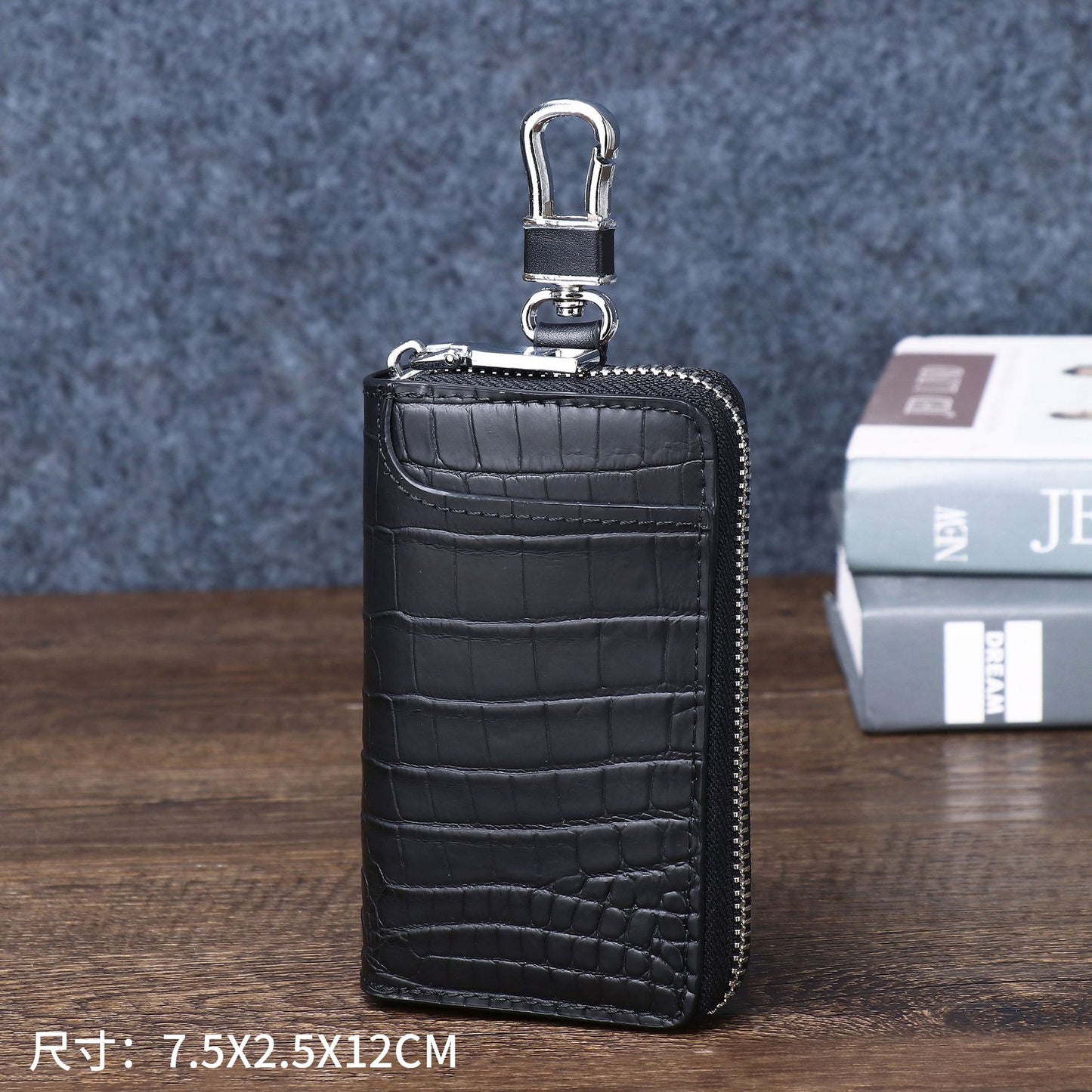 New Arrival Matte Croc-Effect Key Holder Pouch, A Large Capacity Multi-Functional Key Chain Wallet with Key Ring & Practical Compact Design