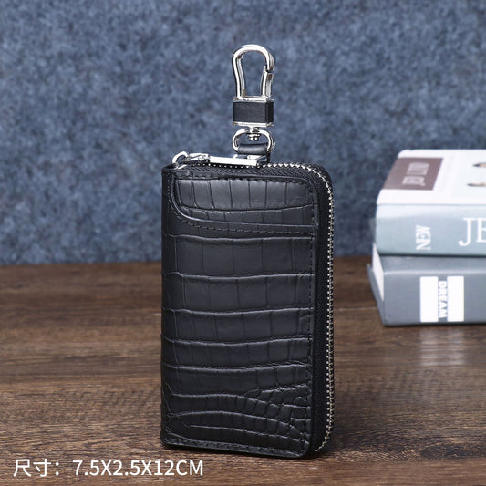 New Arrival Matte Croc-Effect Key Holder Pouch, A Large Capacity Multi-Functional Key Chain Wallet with Key Ring & Practical Compact Design