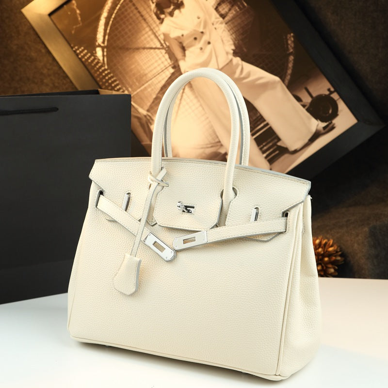 New Arrival Pebbled Leather Birkin-Inspired Tote Bag for Women, Large Capacity Turn-Lock Shoulder Crossbody Handbag with Light Luxury Style, Perfect Commuter Purse for Work & Everyday