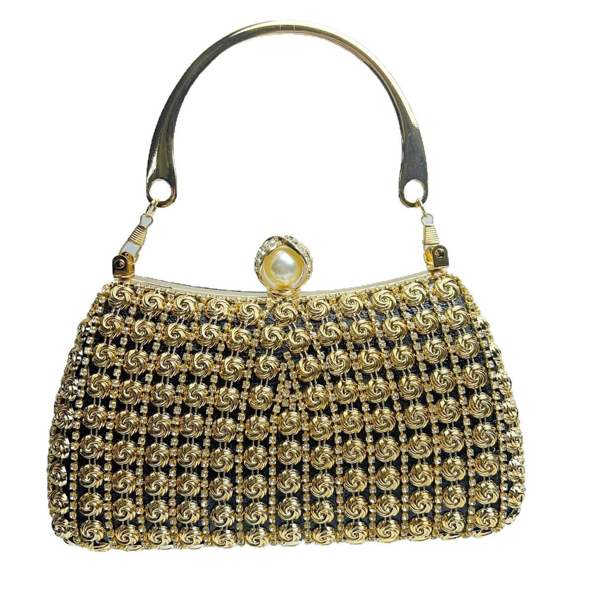 Exquisite New Chinese Vintage Rhinestone Bridal Clutch for Women, A Premium Crystal-Embellished Top-Handle Evening Bag, Perfect for Cheongsam Weddings Banquets & Formal Gowns