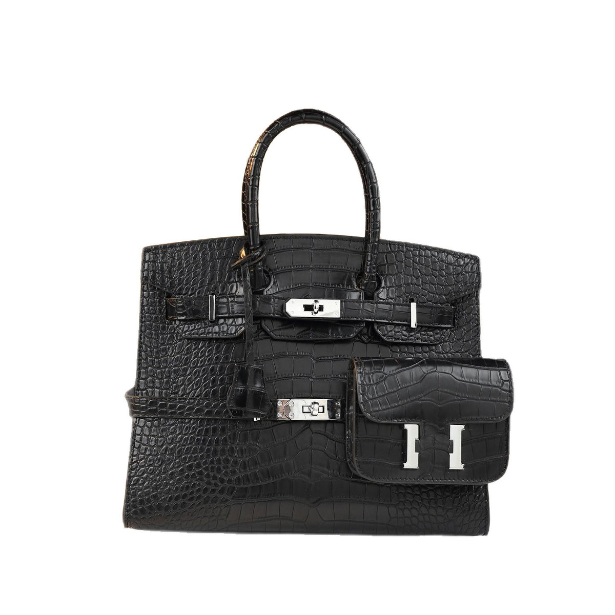 Chic Croc-Embossed Birkin-Inspired Tote Bag for Women, Premium Genuine Leather Large Capacity Top-Handle Crossbody Shoulder Handbag with Light Luxury Style, Everyday Purse