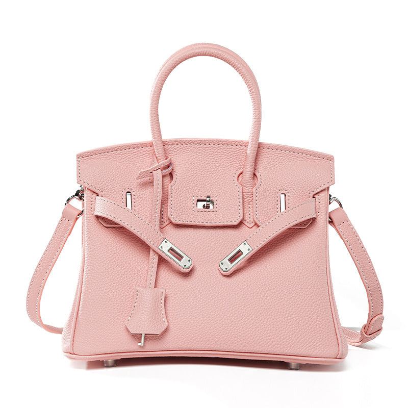 Genuine Togo Leather Birkin-Kelly Style Handbag for Women, Large Capacity Niche Top Handle Purse, Premium Work Commute Bag for Ladies