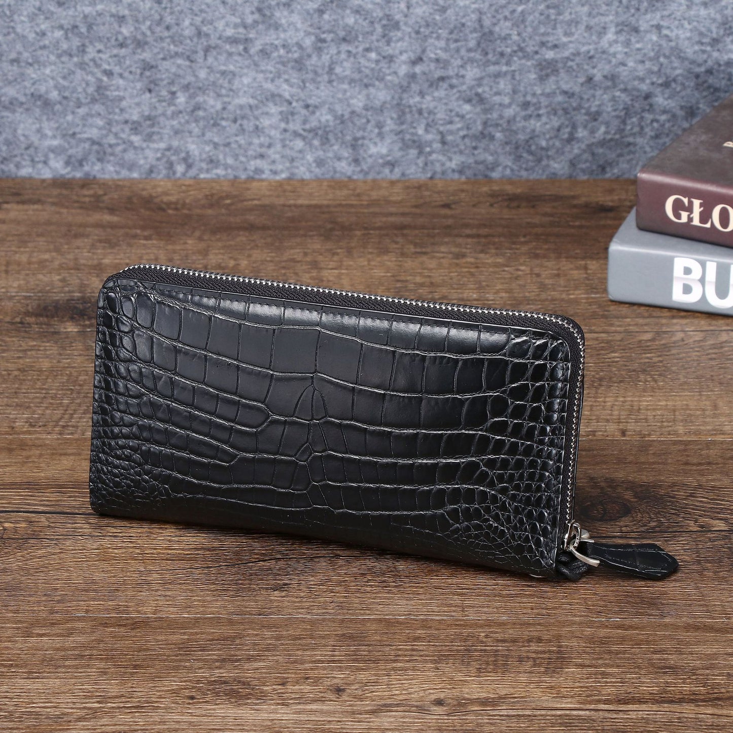 New Arrival Croc-Effect Long Wallet for Men, A Business Handheld Bag with Phone Pouch & Trendy Casual Design