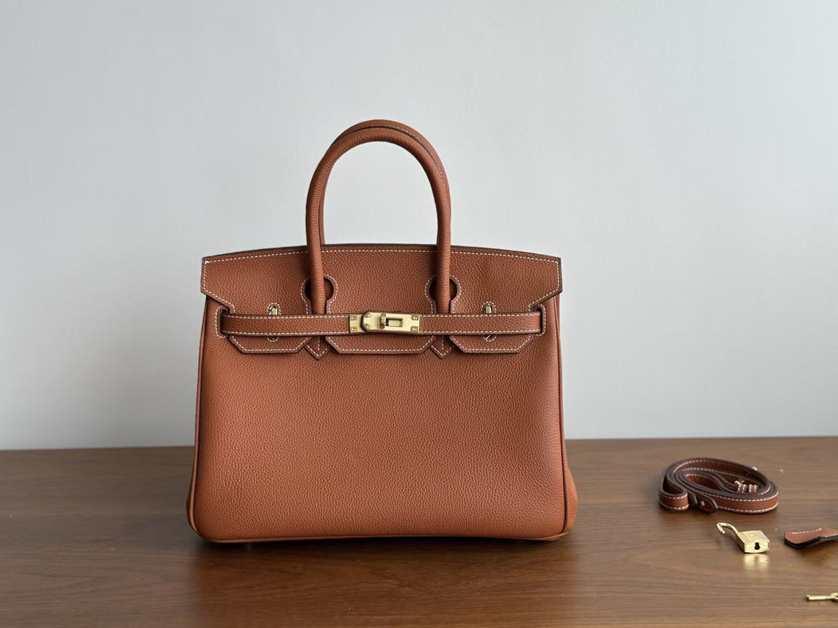 Genuine Togo Pebbled Leather Birkin-Kelly Style Bag for Women, New Large Capacity Classic Shoulder Crossbody Top Handle Purse, Premium Handbag for Ladies