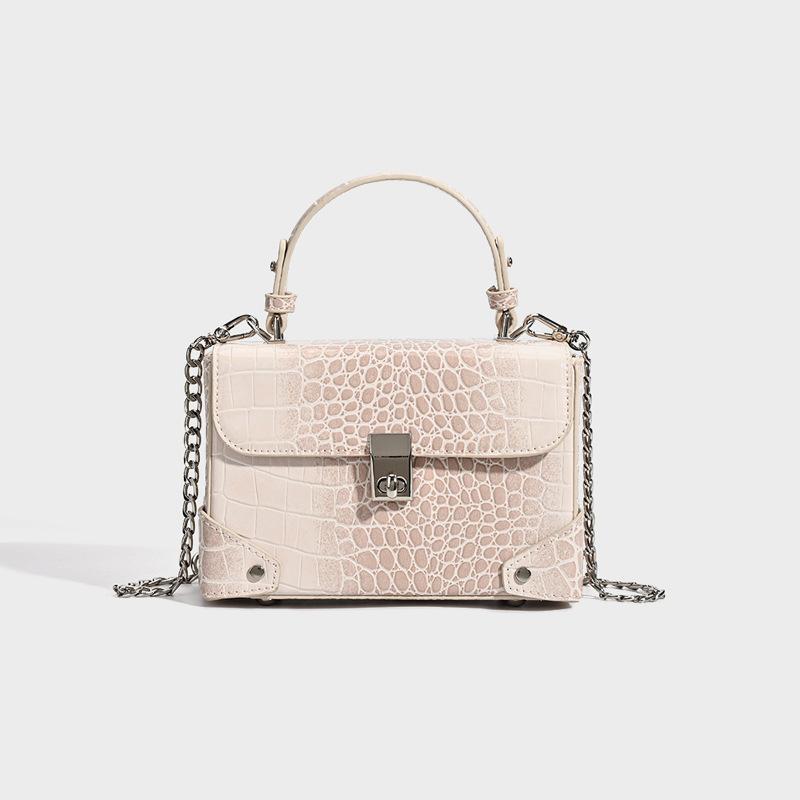 New Arrival Anti-Theft Patent Leather Croc-Effect Bag for Women, A Versatile Small Shoulder Crossbody Top-Handle Handbag with Fashionable Design