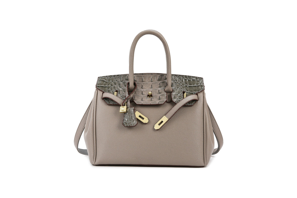 New Arrival Croc-Embossed Birkin-Inspired Tote Bag for Women, Spliced Leather Design with Versatile Top-Handle Shoulder Carry, Ideal Commuter Handbag for Work & Everyday