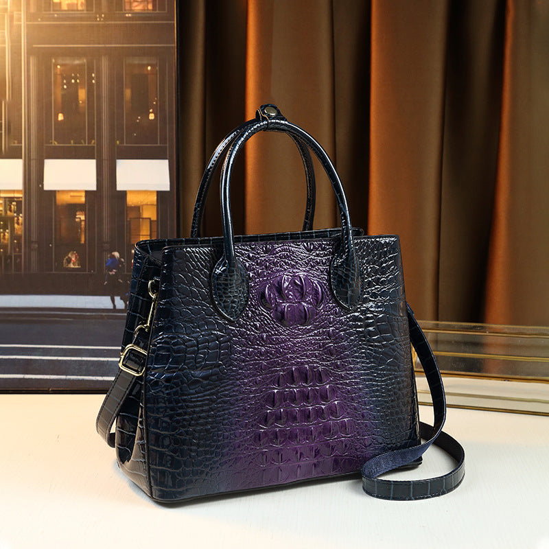 New Arrival Multi-Color Croc-Effect Business Commuter Bag for Women, A Large Capacity Top-Handle Shoulder Crossbody Handbag with Trendy Design 7917