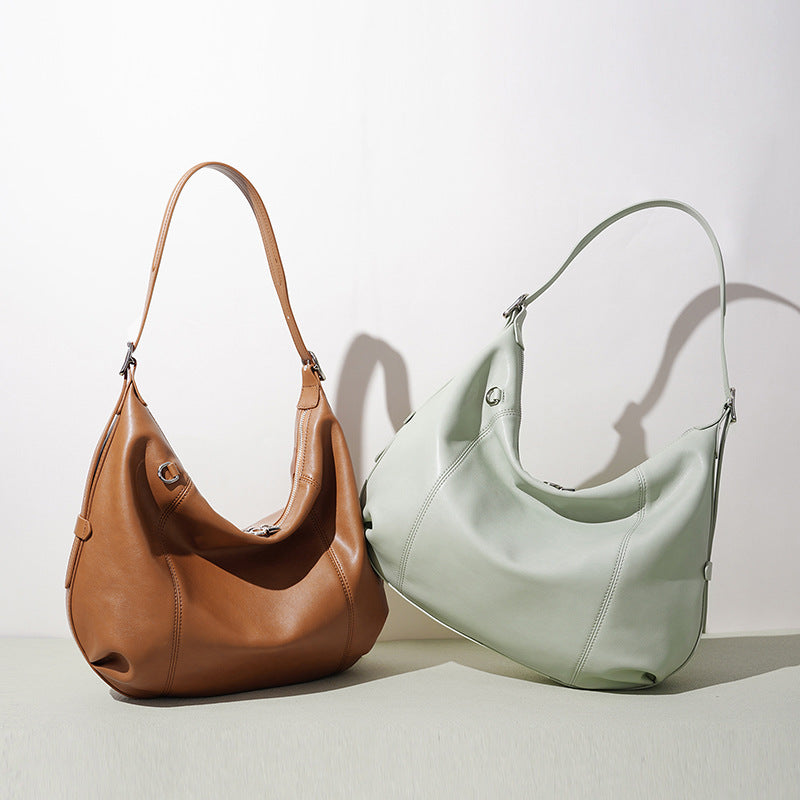 Genuine Leather Underarm Shoulder Crossbody Bag for Women, New Minimalist Large Capacity Commute Top Handle Purse, Premium Fashionable Handbag for Ladies