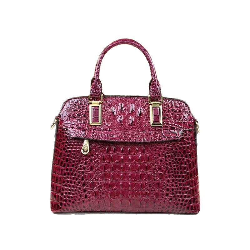 New Arrival Croc-Effect Genuine Leather Mom Bag for Women, A High-End Top-Handle Shoulder Handbag with Elegant Premium Design, Perfect for Middle-Aged Moms