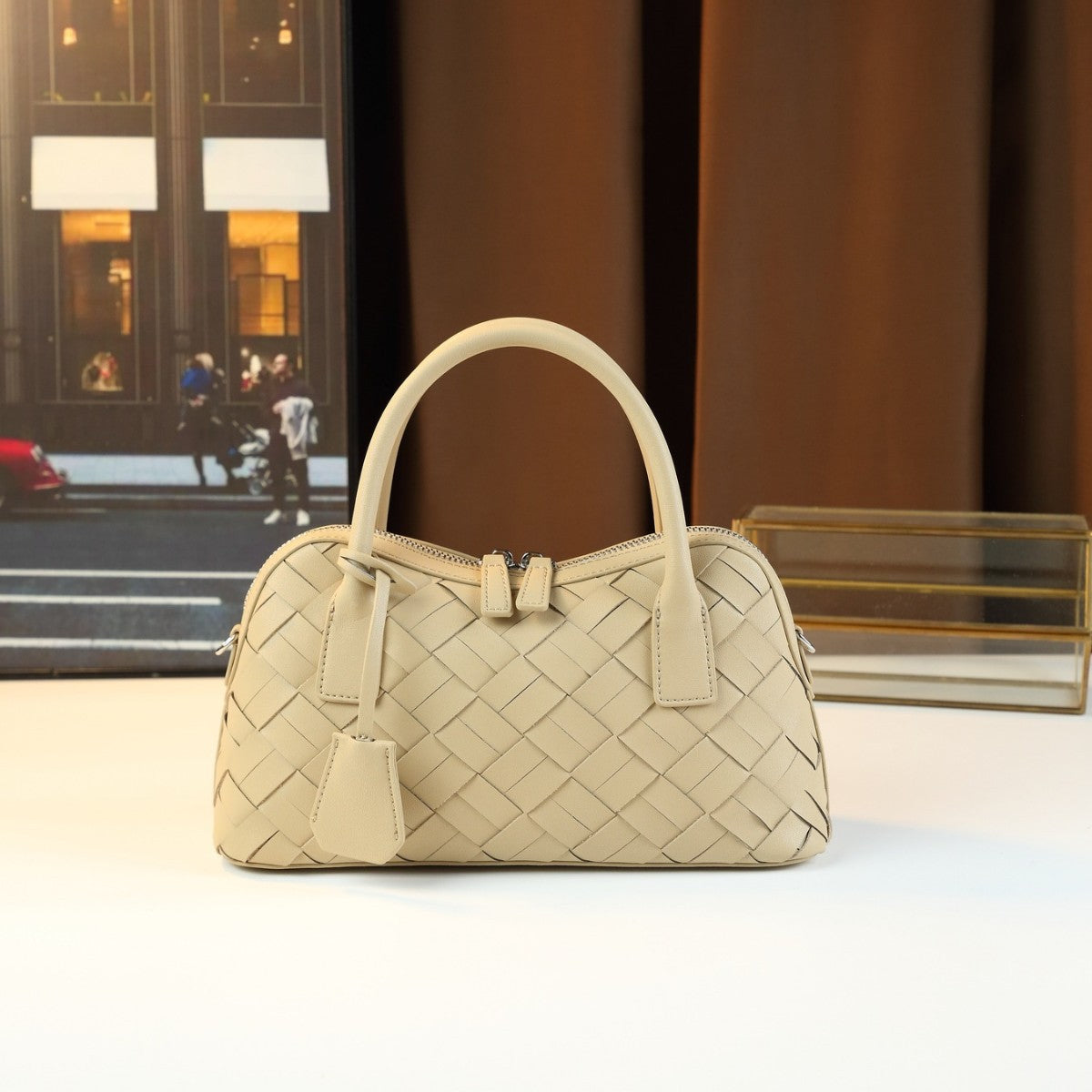 Handwoven Jam Basket Bag for Women Niche Shoulder Crossbody Handbag, Premium Artisan Purse with Unique Woven Texture
