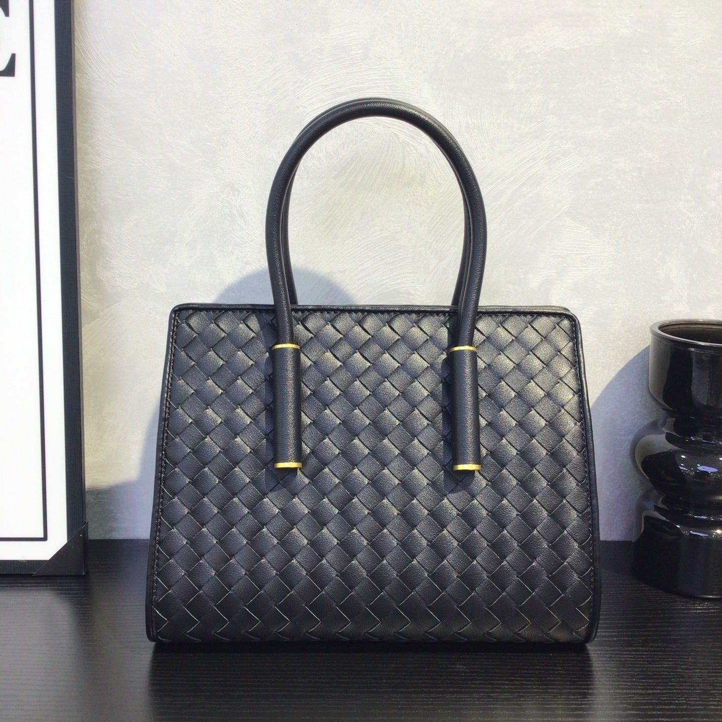 New Large Genuine Leather Woven Tote, Vintage Handbag, Fashion Shoulder & Crossbody Bag for Women