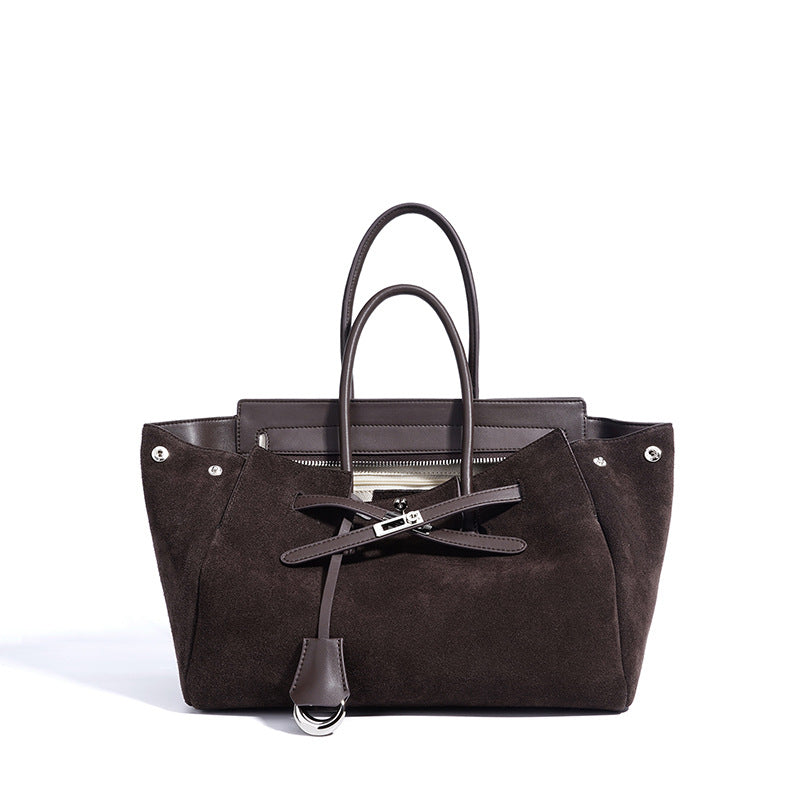 Vintage Versatile Genuine Leather Large Capacity Handbag, Niche Designer Commute Shoulder Crossbody Top Handle Purse for Women