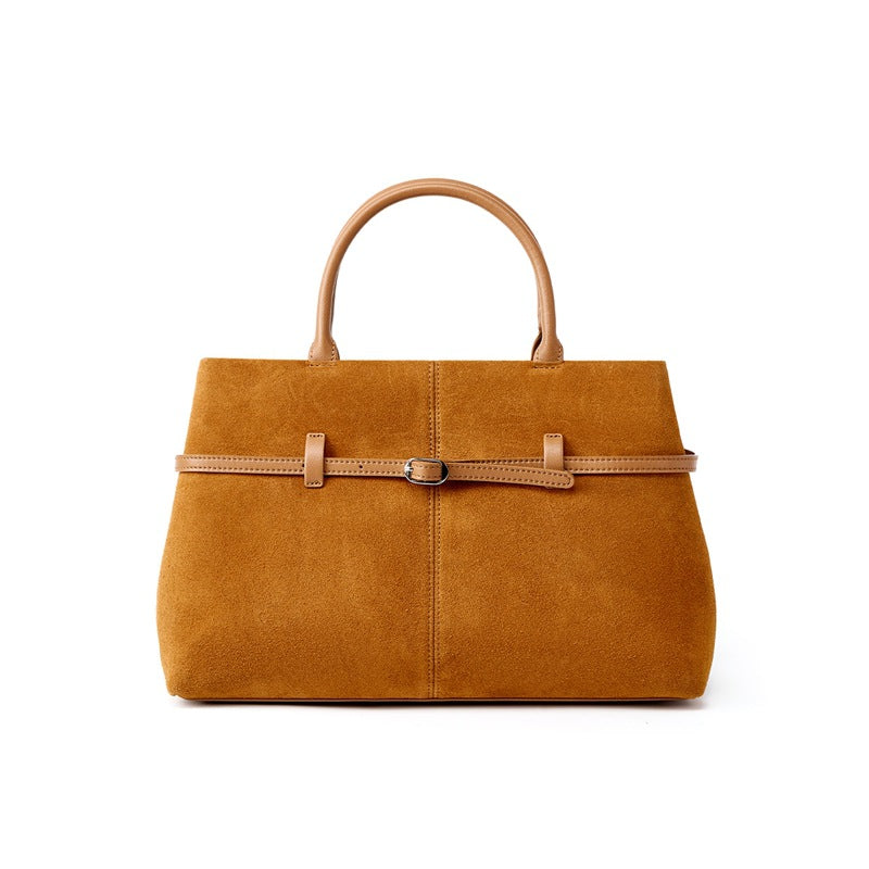 Genuine Matte Suede Leather Tote Bag for Women, New Premium Large Capacity Shoulder Crossbody Top Handle Purse with Zipper, Stylish Everyday Handbag for Ladies