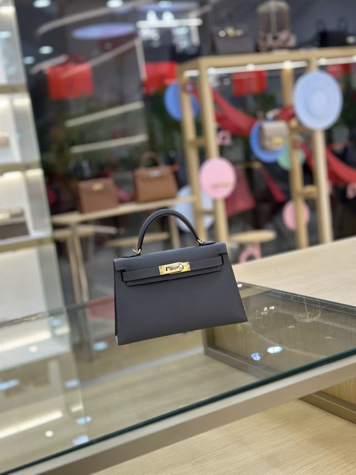 Genuine Leather Handmade Waxed Thread Mini 2nd Gen Kelly-Style Bag for Women, Classic Palm Texture Shoulder Crossbody Top Handle Purse, Premium Handbag for Ladies