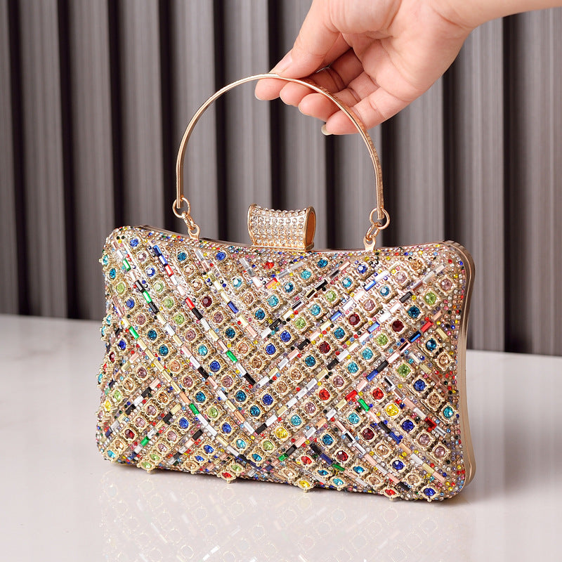 Dazzling Colorful Rhinestone Evening Bag for Women, A Premium Sparkly Banquet Purse with Fashionable Crystal Design, Perfect for Special Occasions