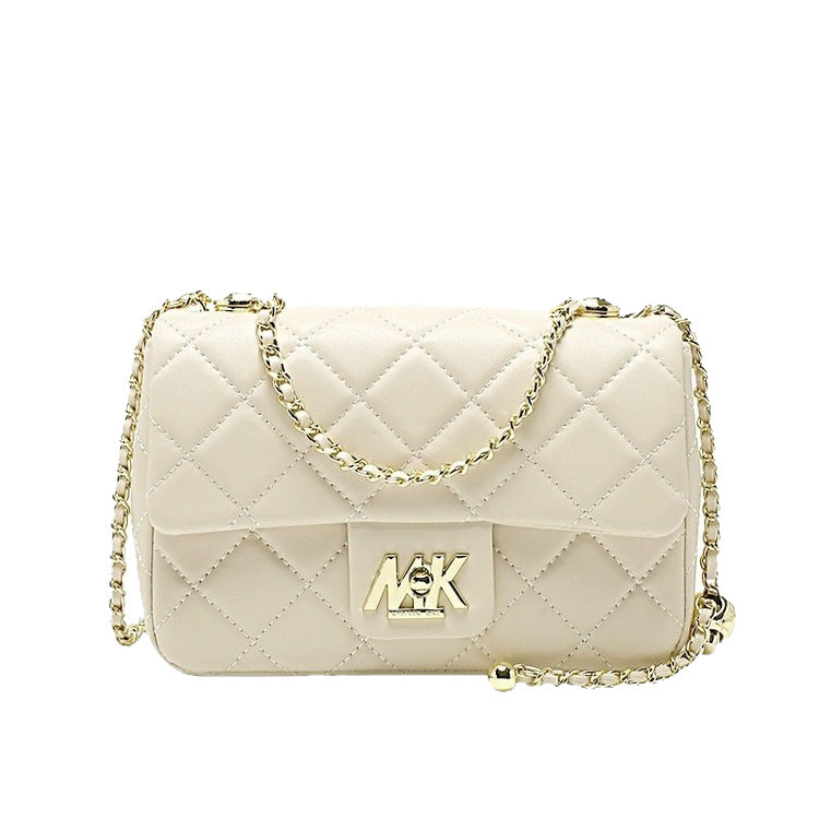 Genuine Leather Quilted Chain Crossbody Bag for Women, New Trendy Versatile Small Gold Ball Purse, Stylish Everyday Handbag for Ladies