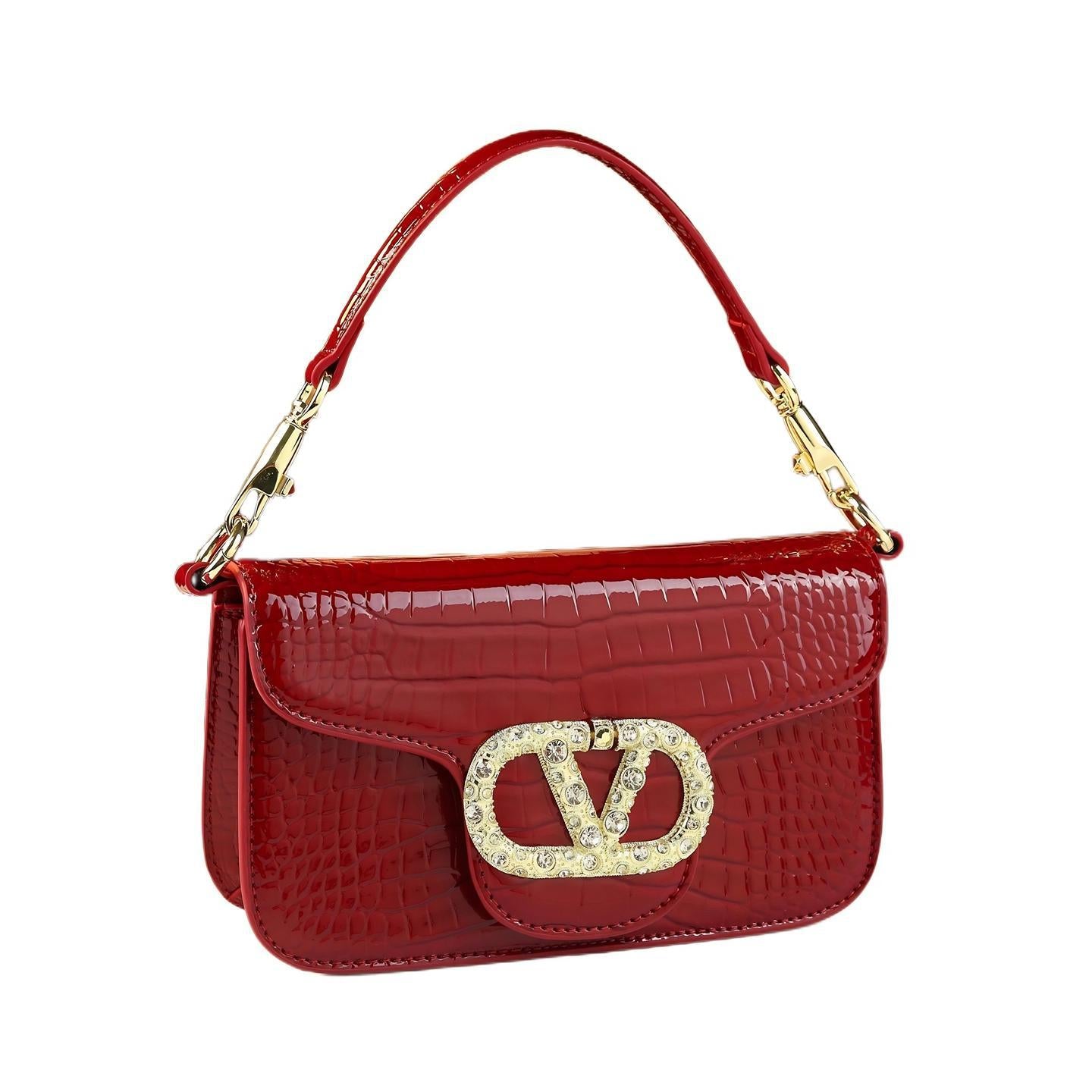 New Arrival Croc-Effect Light Luxury Small Square Bag for Women, A Genuine Leather Chain Crossbody Shoulder Handbag with Fashionable Design