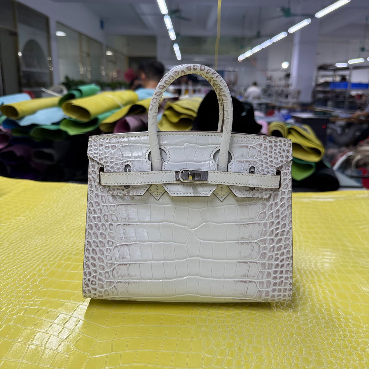 Premium Hand-Stitched Croc-Embossed Leather Tote Bag for Women, External Stitching with Steel Hardware & Burnished Edge Finish, Birkin-Inspired 20/25/30 Top-Handle Purse in Top-Layer Cowhide