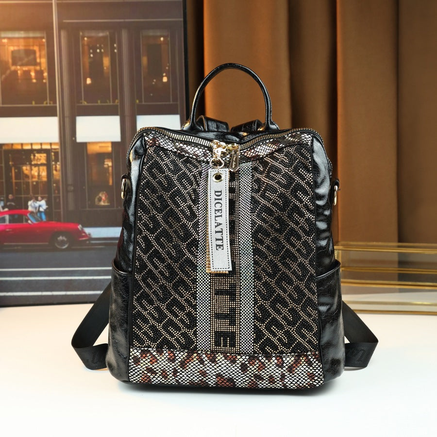 Rhinestone Embellished Square Tote Bag for Women Casual Backpack Shoulder Crossbody Purse, Sparkling Crystal Accents with Versatile Everyday Design