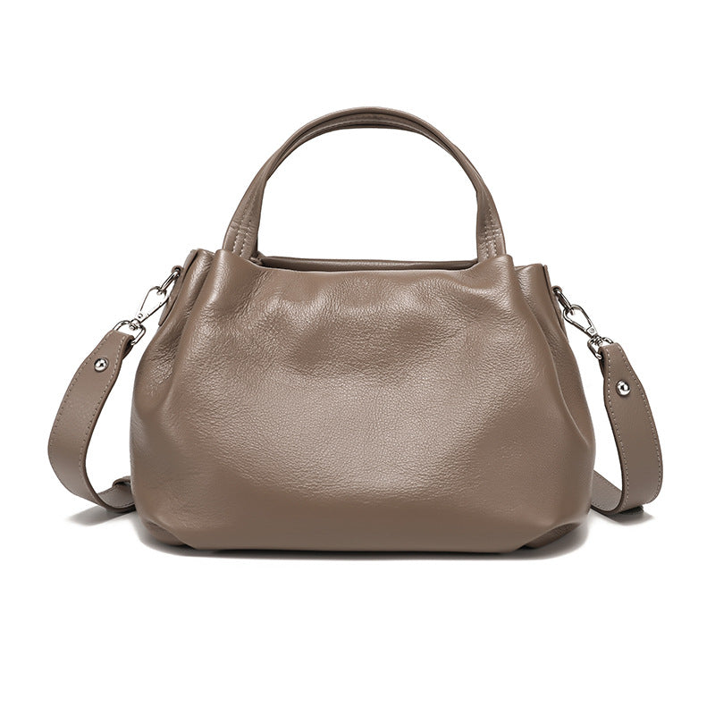 Pleated Cloud Tote Bag for Women Top Layer Cowhide Large Capacity Shoulder Crossbody Handbag, Soft Textured Purse with Versatile Practical Design