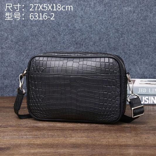 New Arrival Matte Croc-Effect Shoulder Bag for Men, A Fashionable Outdoor Casual Crossbody Backpack with Matte Finish & Trendy Design