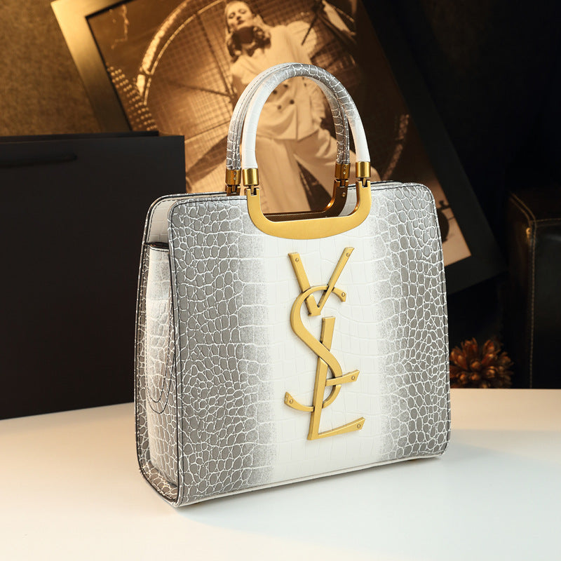 New Arrival Croc-Effect High-End Genuine Leather Handbag for Women, A Textured Shoulder Crossbody Top-Handle Bag with Versatile Design