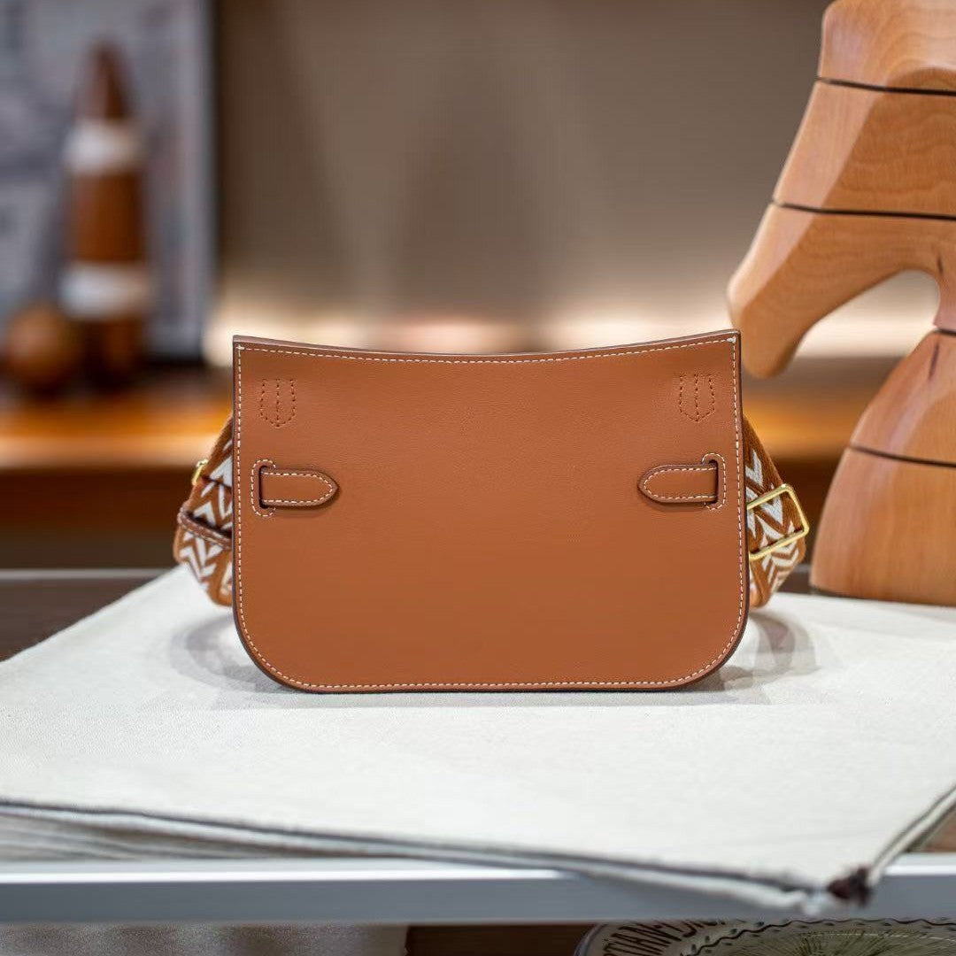 Women's Mini Kelly-Style Cross-Body Shoulder Bag, Hermès-Inspired Premium Swift Calfskin Leather Purse, Gypsy Boho Chic Handbag with Genuine Leather, Trendy Everyday Satchel for Fashion-Forward Women