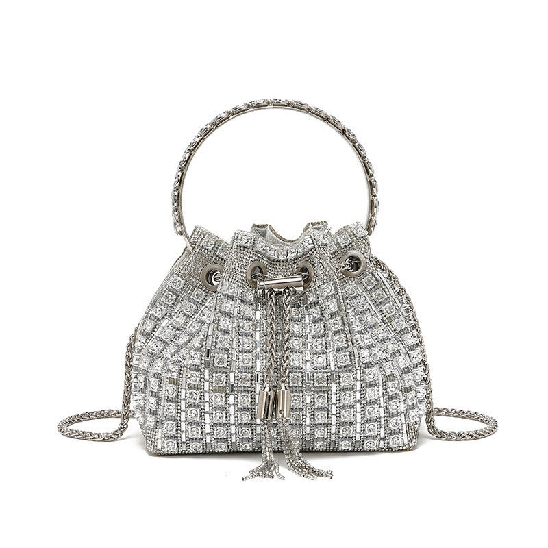 New Rhinestone Evening Top-Handle Bag for Women, Fashionable Crystal-Studded Shoulder Crossbody Purse, Stylish Handbag with Sparkly Design
