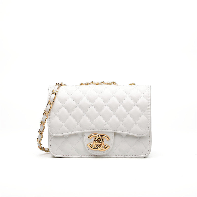 Genuine Leather Korean Style Quilted Chain Small Square Bag for Women, New Fashionable Crossbody Shoulder Purse, Trendy Everyday Handbag for Ladies