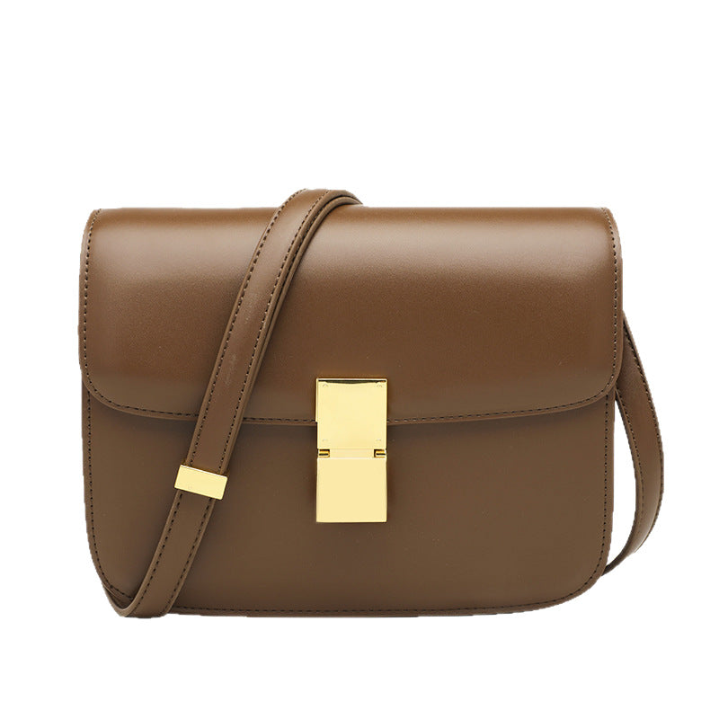 Genuine Leather Vintage Small Square Bag for Women, New Fashionable Shoulder Crossbody Purse, Flight Attendant Handbag for Ladies