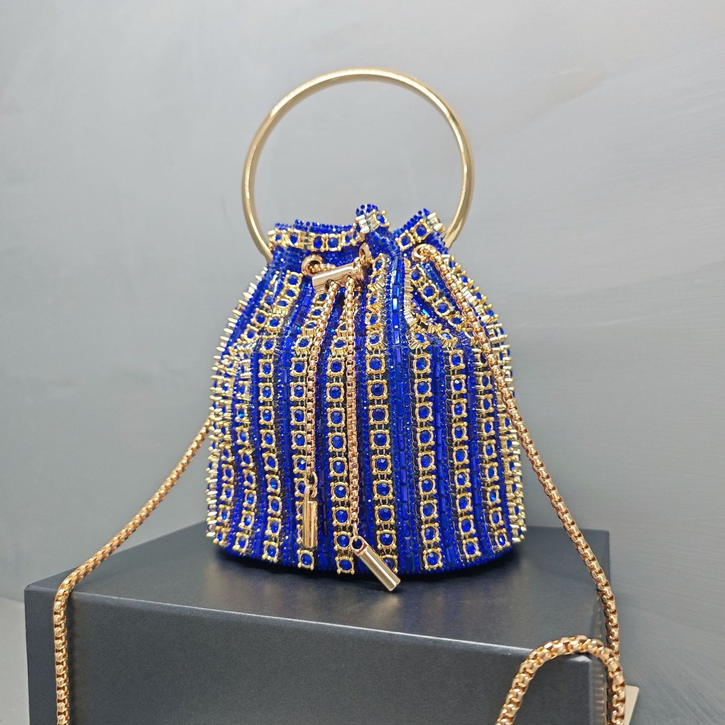 New Chain Rhinestone Evening Bag for Women, Crystal-Studded Shoulder Crossbody Purse, Light Luxury Handbag with Top Handle for Daily & Parties