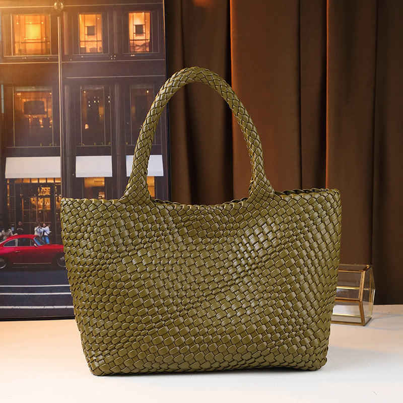 Handwoven Letter Tote Bag for Women Large Capacity Casual Commuter Shoulder Handbag, Minimalist Versatile Purse with Artisan Craftsmanship