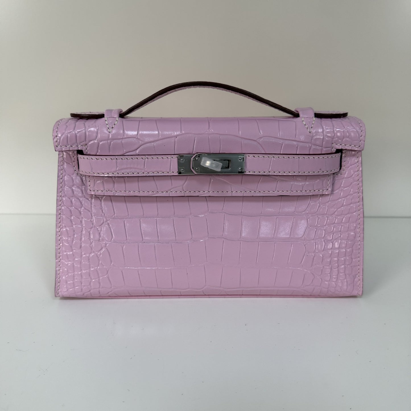 Premium 22cm Croc-Effect Kelly-Inspired Top-Handle Bag for Women, Hand-Stitched Waxed Thread Detailing with Steel Hardware, Light Luxury Genuine Top-Layer Cowhide Leather Handbag