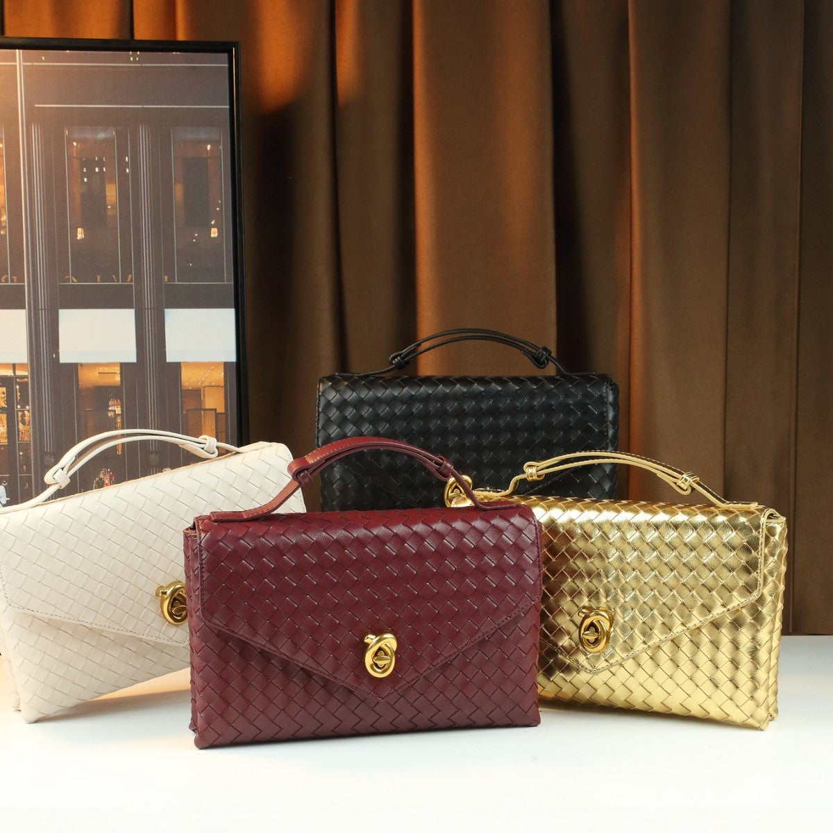 Woven Envelope Clutch Bag for Women Multi-Functional Shoulder Crossbody Handbag, Versatile Purse with Textured Design
