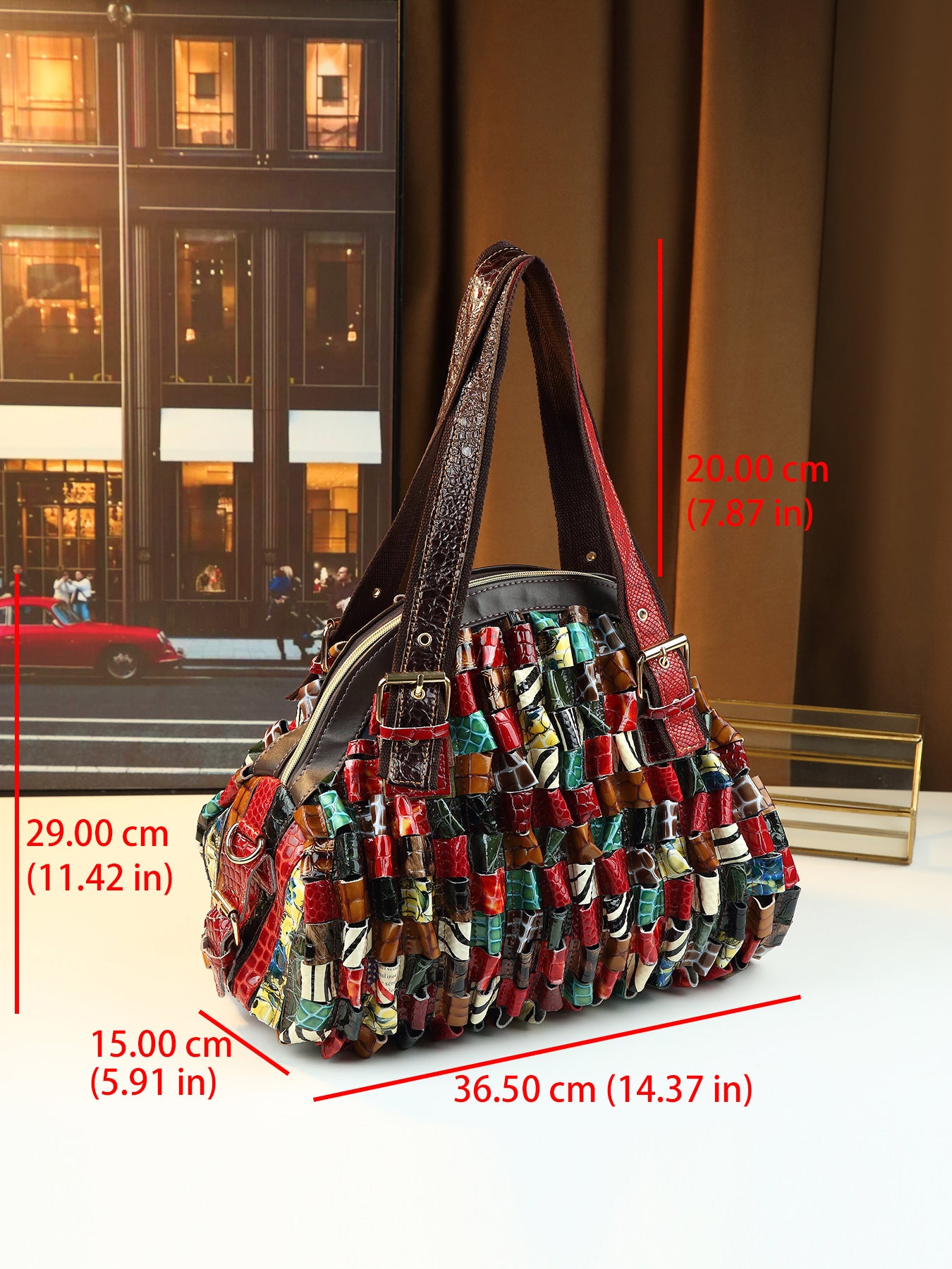 New Arrival Genuine Leather Patchwork Shell Bag for Women, A Large Capacity Shoulder Crossbody Handbag with Trendy Fashionable Design