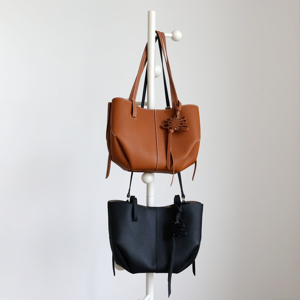 Top Layer Cowhide Pleated Wing Tote Bag for Women Commuter Shoulder Handbag, Premium Genuine Leather Purse with Elegant Draped Design