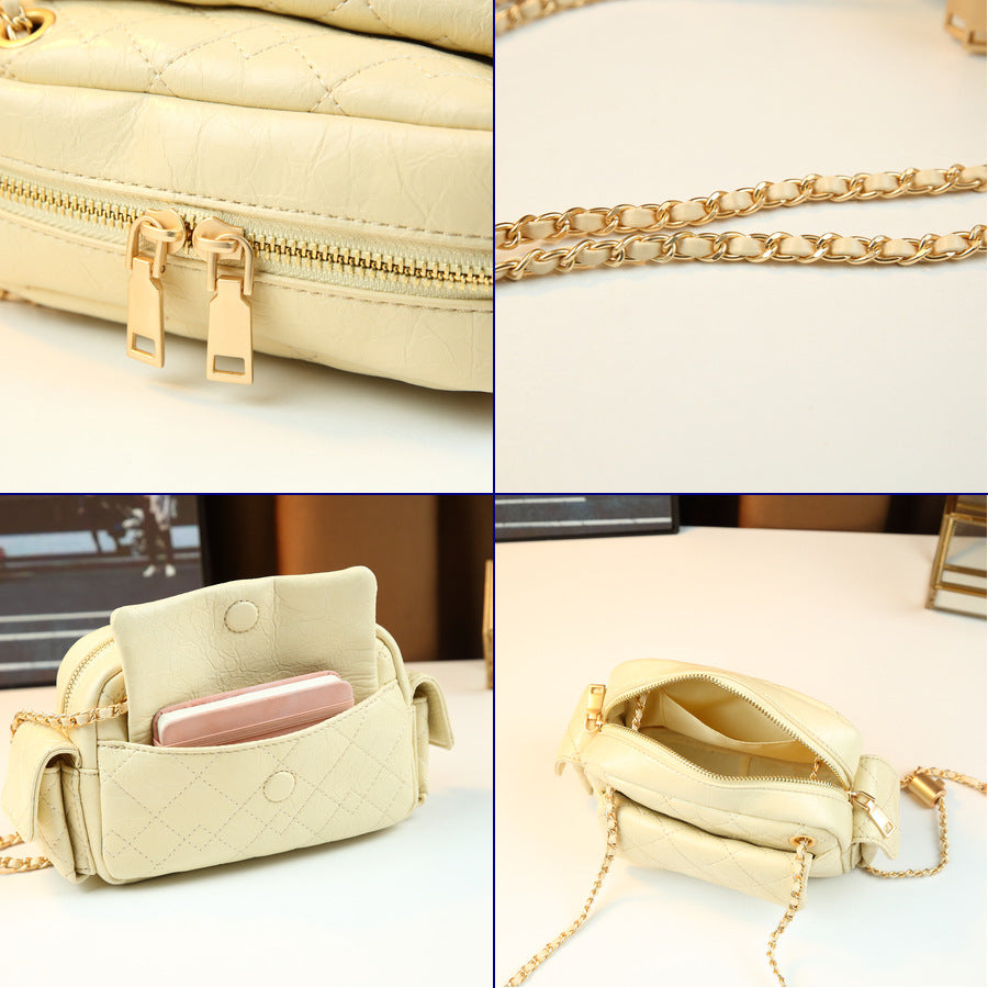 Korean Quilted Multi-Pocket Chain Bag for Women Chanel-Style Shoulder Crossbody Handbag, Versatile Trendy Purse with Classic Design