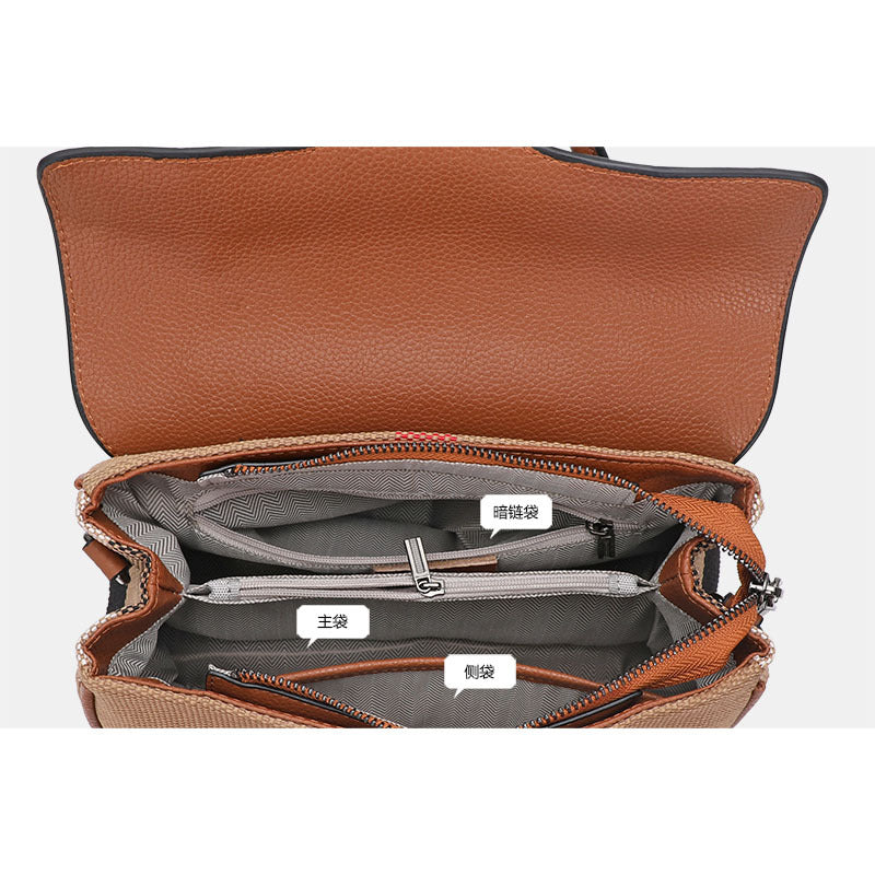 New Trendy Plaid Cowhide Tote Bag, Fashionable Casual Shoulder Crossbody Top Handle Purse, Premium Leather Handbag for Wome