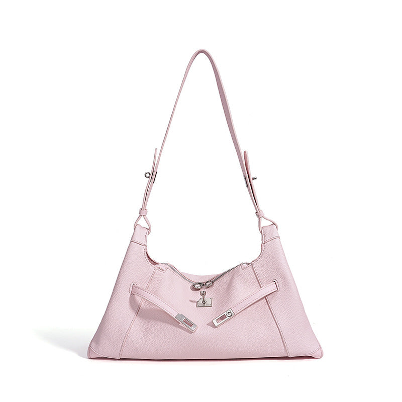 Summer Versatile Genuine Leather Underarm Bag, Premium Shoulder Crossbody Tote, Niche Korean Style Commute Handbag for Women
