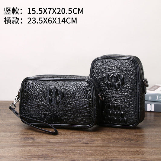 New Arrival Croc-Effect Small Crossbody Bag for Men, An Outdoor Fashionable Shoulder Sling Pack with Casual Design