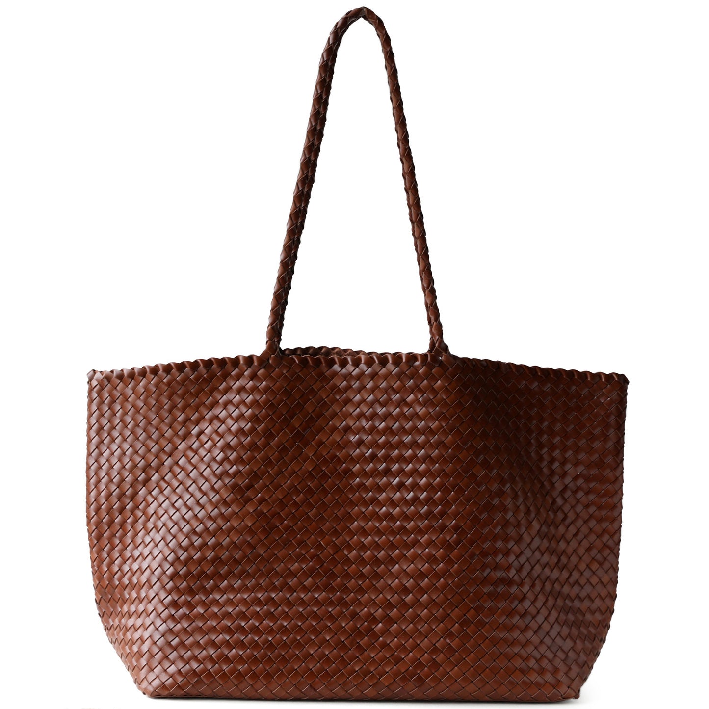 Vegetable-Tanned Leather Handwoven Tote Bag for Women Light Luxury Large Capacity Commuter Shoulder Purse with Artisan Craftsmanship