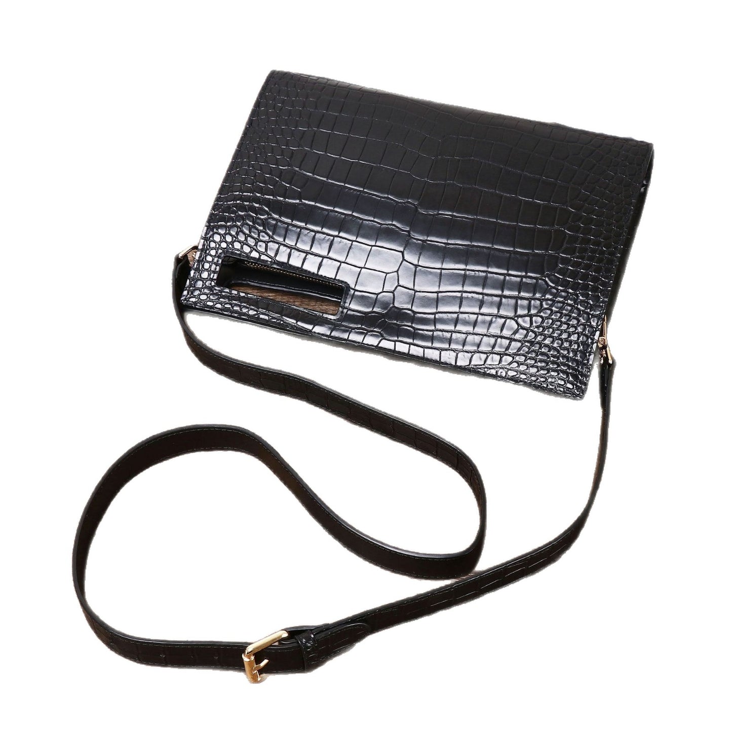 New Arrival Croc-Effect Large Multi-Functional Clutch for Men, A Business Document Organizer with Shoulder Crossbody Strap & Spacious Design