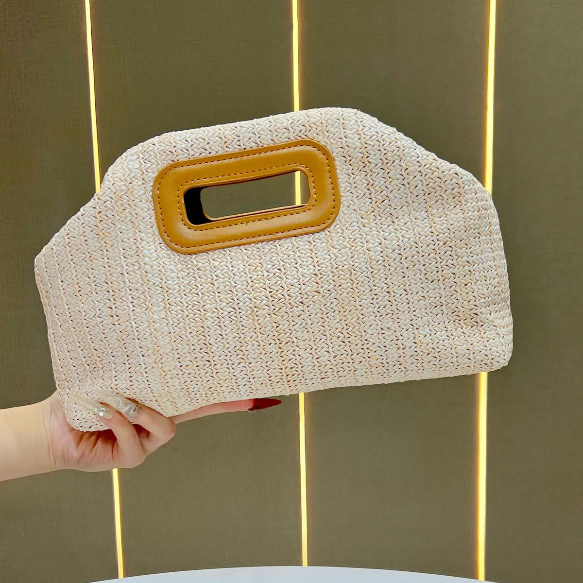 Women's Large Capacity Woven Straw Clutch Bag, Versatile Chain Crossbody Shoulder Handbag with Boho Design, Summer Beach Purse