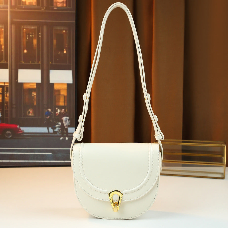 Vintage Saddle Bag for Women Korean Style Half-Moon Shoulder Crossbody Purse, Premium Textured Handbag with Versatile Elegant Design