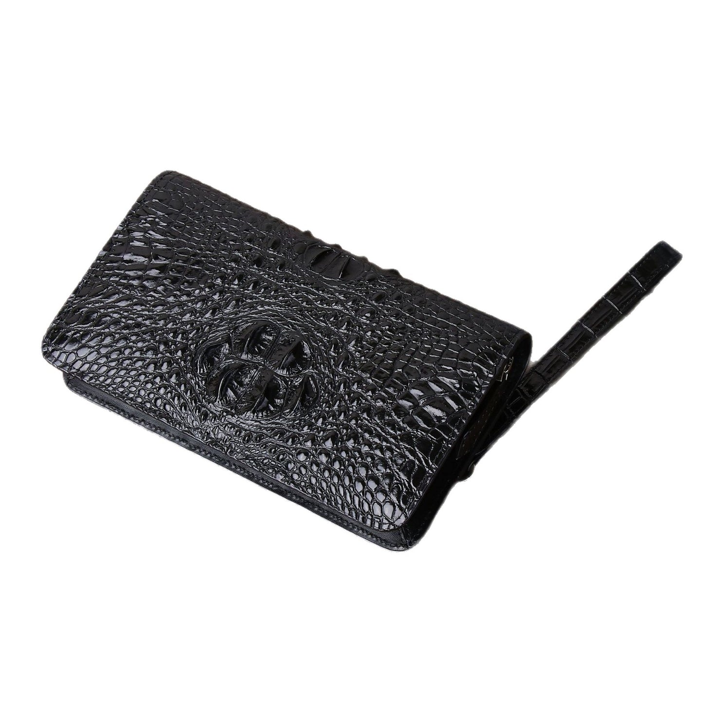 New Arrival Croc-Effect Large Clutch Bag for Men, A Multi-Compartment Business Hand Grab Wallet with Fashionable High-End Design