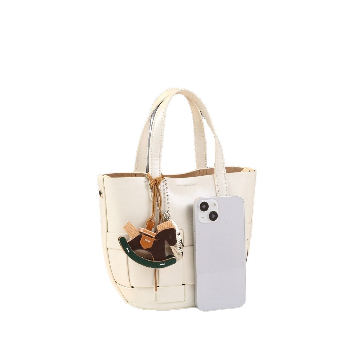 Hollow Woven Bucket Bag for Women Casual Shoulder Crossbody Handbag, Minimalist Picnic Basket Purse with Natural Open-Weave Texture